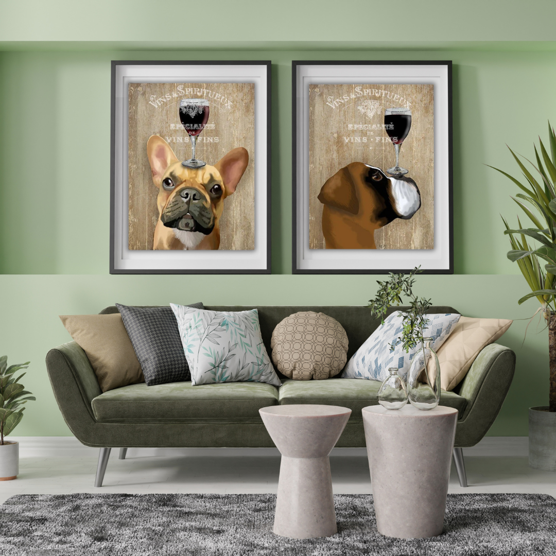 Dog + Wine Canvas Art