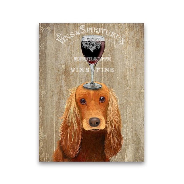 Dog + Wine Canvas Art
