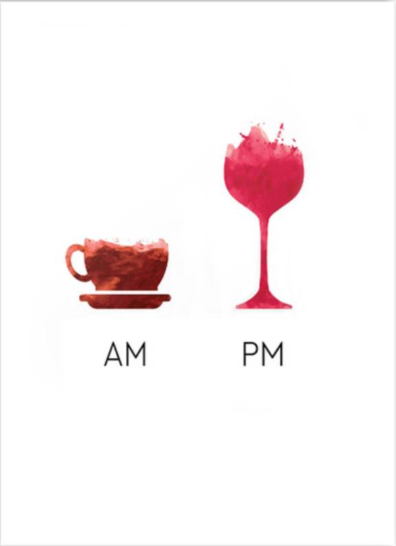 Morning Coffee, Evening Wine Print