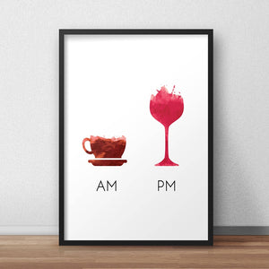 Morning Coffee, Evening Wine Print