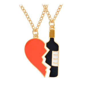 Wine Heart Pendant Best Friends Necklace