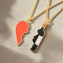 Load image into Gallery viewer, Wine Heart Pendant Best Friends Necklace
