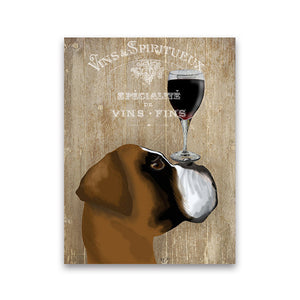 Dog + Wine Canvas Art