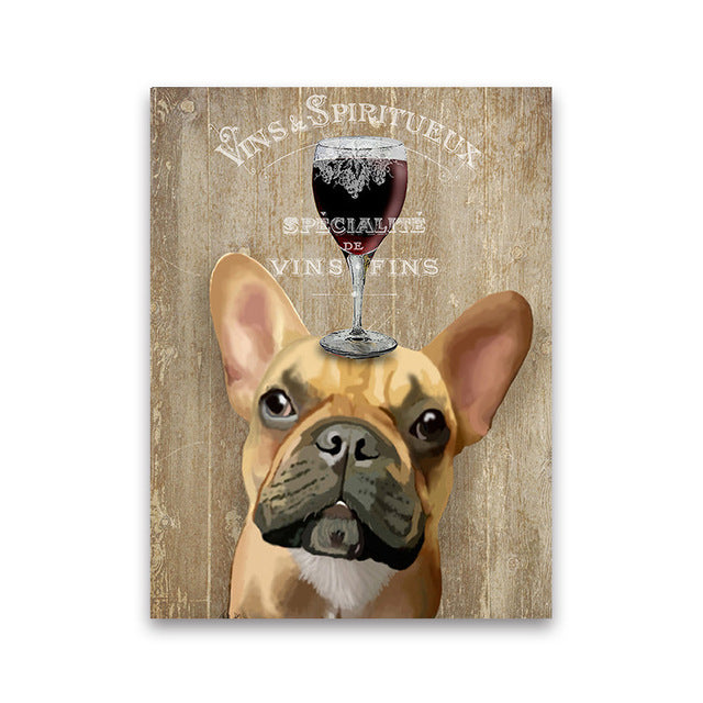 Dog + Wine Canvas Art