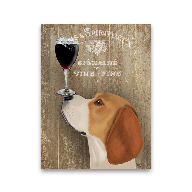 Dog + Wine Canvas Art