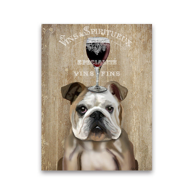 Dog + Wine Canvas Art