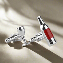 Load image into Gallery viewer, Wine + Bottle Cufflinks
