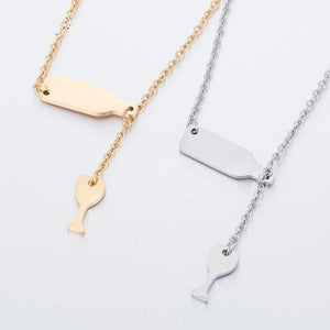 Wine Bottle + Cup Necklace