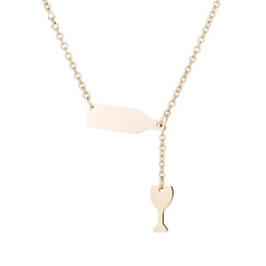 Wine Bottle + Cup Necklace