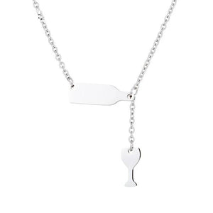 Wine Bottle + Cup Necklace